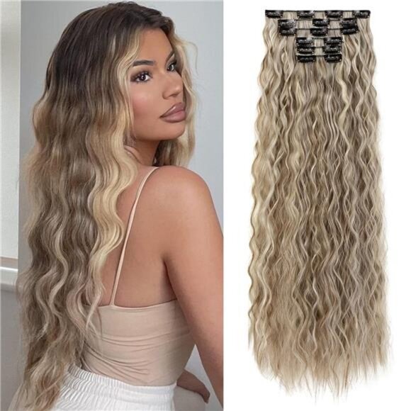 Clip In Hair Extensions, 6PCS Hair Extensions Ash Brown